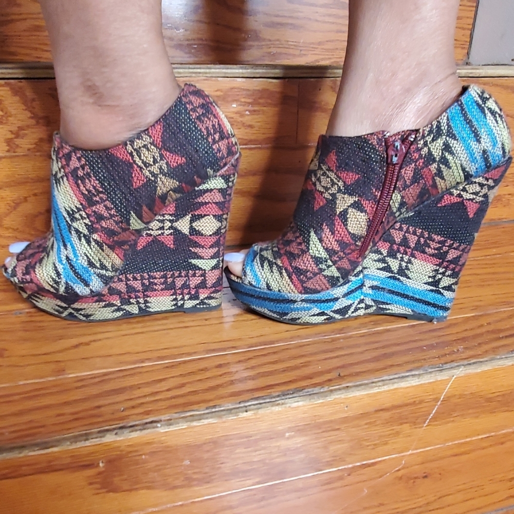 Colorful Wedge Booties - Picture 6 of 8
